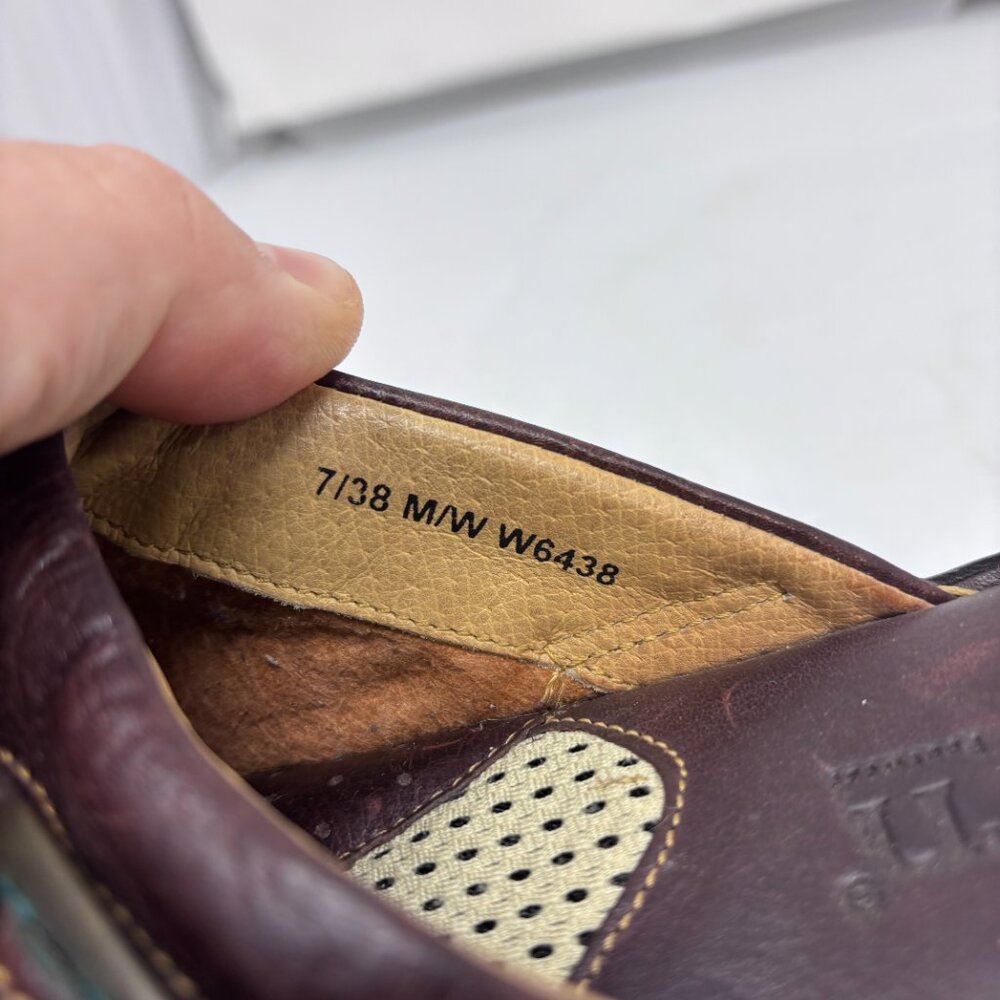 Born Brown Leather slip-on clog mule wedge shoes Woman's size 7 - Picture 16 of 16